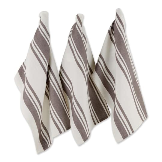 DII® Gray Chef Stripe Dish Towels, 3ct.